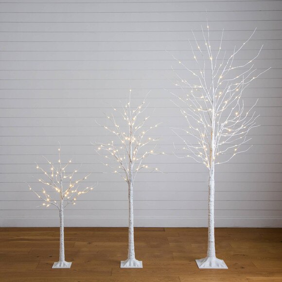 4-ft 6-ft 8-ft Pre-Lit Artificial White Birch Trees with LED Lights - Set of 3 - SKU #T5101 - 13