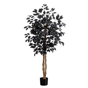4-ft Artificial Halloween Black Ficus Tree with Natural Trunk - SKU #T5135
