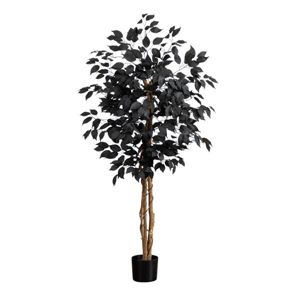 4-ft Artificial Halloween Black Ficus Tree with Natural Trunk - SKU #T5135