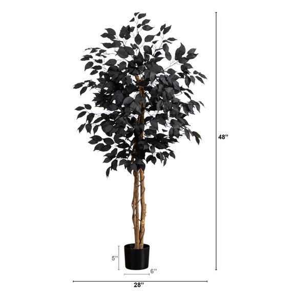 4-ft Artificial Halloween Black Ficus Tree with Natural Trunk - SKU #T5135 - 1