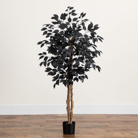 4-ft Artificial Halloween Black Ficus Tree with Natural Trunk - SKU #T5135 - 5