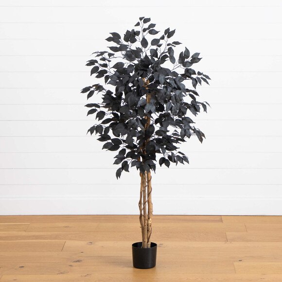 4-ft Artificial Halloween Black Ficus Tree with Natural Trunk - SKU #T5135 - 6