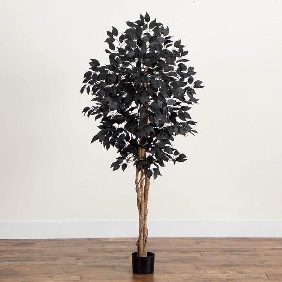 5-ft Artificial Halloween Black Ficus Tree with Natural Trunk - SKU #T5136 - 5