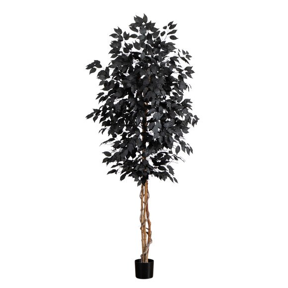 7-ft Artificial Hallloween Black Ficus Tree with Natural Trunk - SKU #T5138