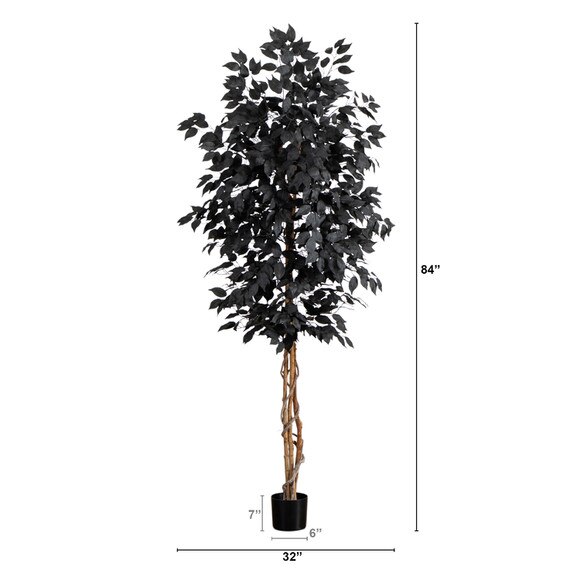 7-ft Artificial Hallloween Black Ficus Tree with Natural Trunk - SKU #T5138 - 1