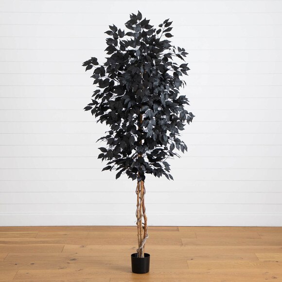 7-ft Artificial Hallloween Black Ficus Tree with Natural Trunk - SKU #T5138 - 5
