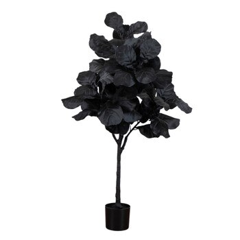 4-ft Artificial Halloween Black Fiddle Leaf Tree - SKU #T5146