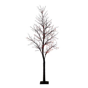 7-ft Pre-Lit Halloween Deluxe Black Twig Artificial Tree with 180 Orange Purple LED Lights - SKU #T5171