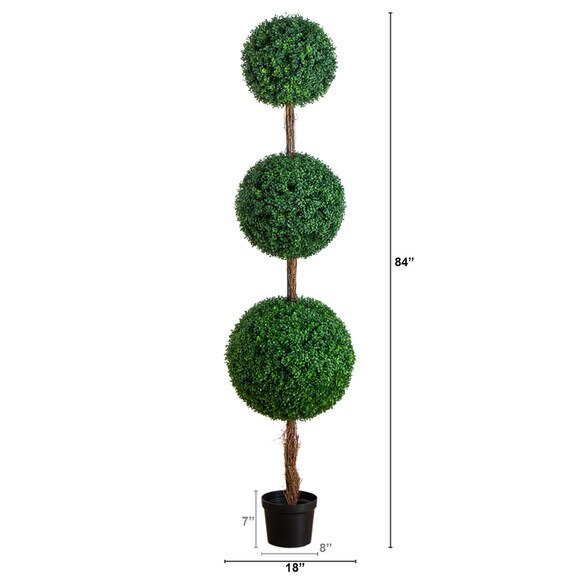 7-ft UV Resistant Artificial Triple Ball Boxwood Topiary Tree Indoor/Outdoor - SKU #T5181 - 1