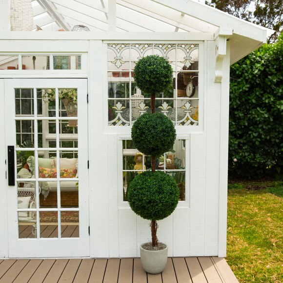 7-ft UV Resistant Artificial Triple Ball Boxwood Topiary Tree Indoor/Outdoor - SKU #T5181 - 5