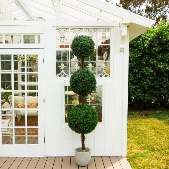 7-ft UV Resistant Artificial Triple Ball Boxwood Topiary Tree Indoor/Outdoor - SKU #T5181 - 6