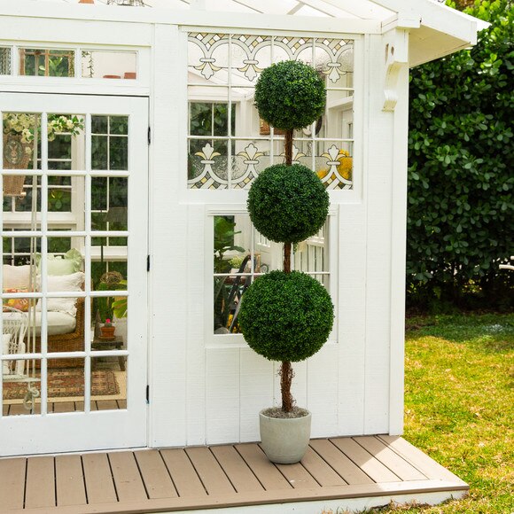 7-ft UV Resistant Artificial Triple Ball Boxwood Topiary Tree Indoor/Outdoor - SKU #T5181 - 7