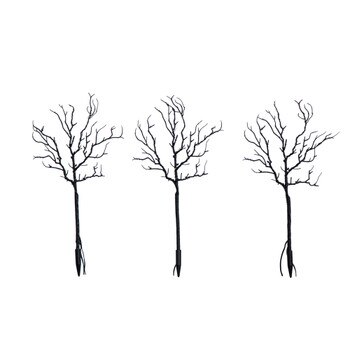 14-in Pre-Lit Artificial Halloween Black Twig Branches with 45 Orange LED Lights and Integrated Ground Stake - Set of 3 - SKU #T5201