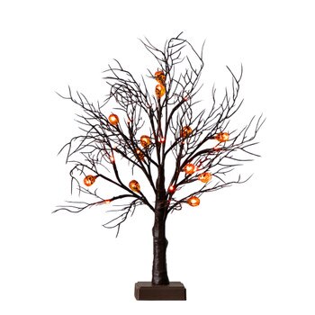 22-in Pre-Lit Artificial Halloween Brown Twig Tree with 12 Orange LED Pumpkin Shaped Lights - SKU #T5202