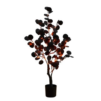 3-ft Pre-Lit Artificial Halloween Black Eucalyptus Tree with 80 Orange Purple LED Lights - SKU #T5220