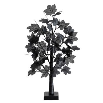2-ft Pre-Lit Artificial Halloween Black Maple Tree with 24 Orange Purple LED Lights - SKU #T5227