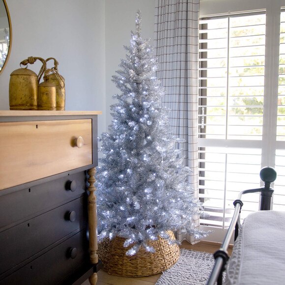 6-ft Artificial Silver Christmas Tree with 300 Cool White LED Lights - SKU #T5239 - 5