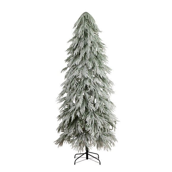 7-ft Flocked Down Swept Artificial Christmas Tree with 300 LED Lights - SKU #T5241