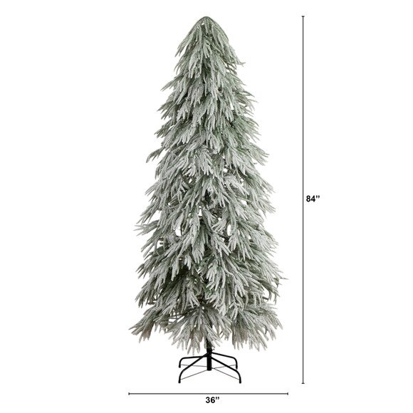 7-ft Flocked Down Swept Artificial Christmas Tree with 300 LED Lights - SKU #T5241 - 1