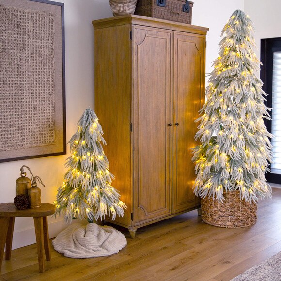 7-ft Flocked Down Swept Artificial Christmas Tree with 300 LED Lights - SKU #T5241 - 5