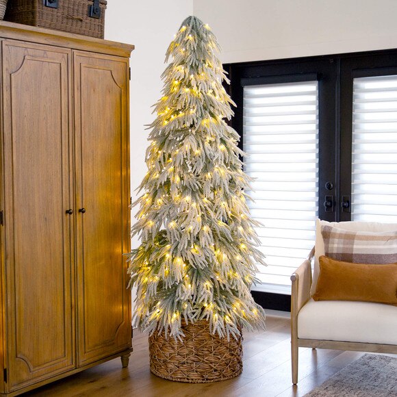 7-ft Flocked Down Swept Artificial Christmas Tree with 300 LED Lights - SKU #T5241 - 6