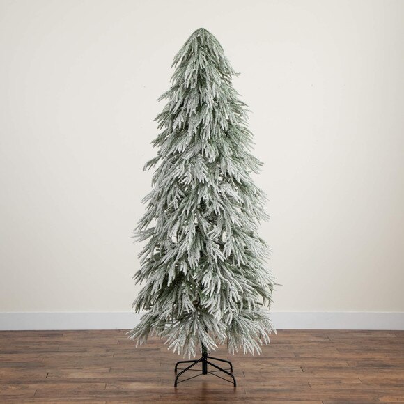 7-ft Flocked Down Swept Artificial Christmas Tree with 300 LED Lights - SKU #T5241 - 7