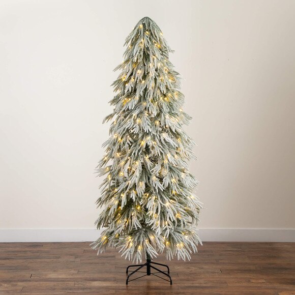 7-ft Flocked Down Swept Artificial Christmas Tree with 300 LED Lights - SKU #T5241 - 8