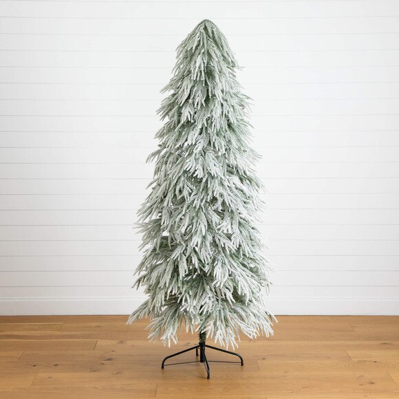 7-ft Flocked Down Swept Artificial Christmas Tree with 300 LED Lights - SKU #T5241 - 9