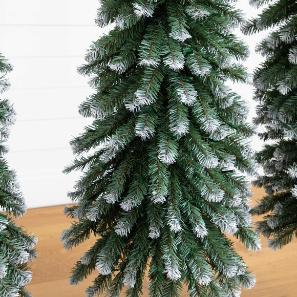 3-ft 4-ft 5-ft Pre-Lit Frosted Artificial Christmas Tree Set with Warm LED Lights - Set of 3 - SKU #T5248 - 4