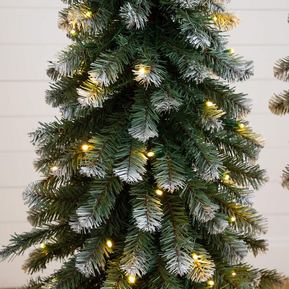 3-ft 4-ft 5-ft Pre-Lit Frosted Artificial Christmas Tree Set with Warm LED Lights - Set of 3 - SKU #T5248 - 5