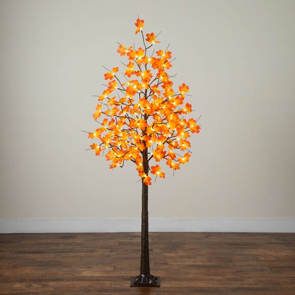 6-ft Pre-Lit Minimalist Autumn Maple Artificial Fall Tree with 120 Warm White LED Lights - SKU #T5260 - 9