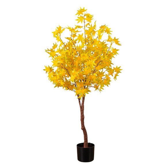 4-ft Pre-Lit Yellow Autumn Maple Artifical Fall Tree with 150 Warm White LED Lights - SKU #T5270