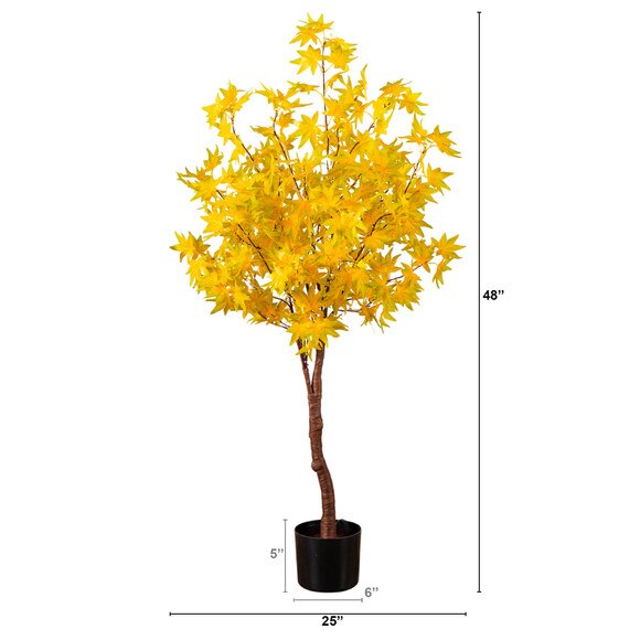 4-ft Pre-Lit Yellow Autumn Maple Artifical Fall Tree with 150 Warm White LED Lights - SKU #T5270 - 1