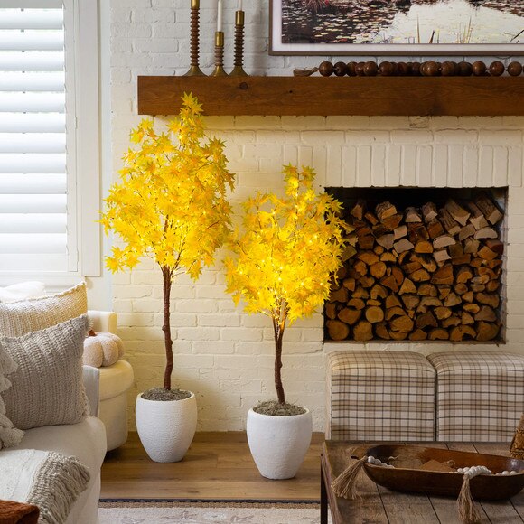 4-ft Pre-Lit Yellow Autumn Maple Artifical Fall Tree with 150 Warm White LED Lights - SKU #T5270 - 5