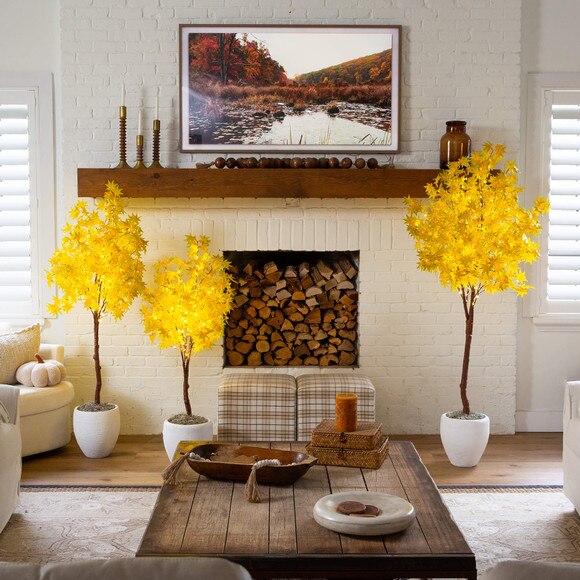 4-ft Pre-Lit Yellow Autumn Maple Artifical Fall Tree with 150 Warm White LED Lights - SKU #T5270 - 6