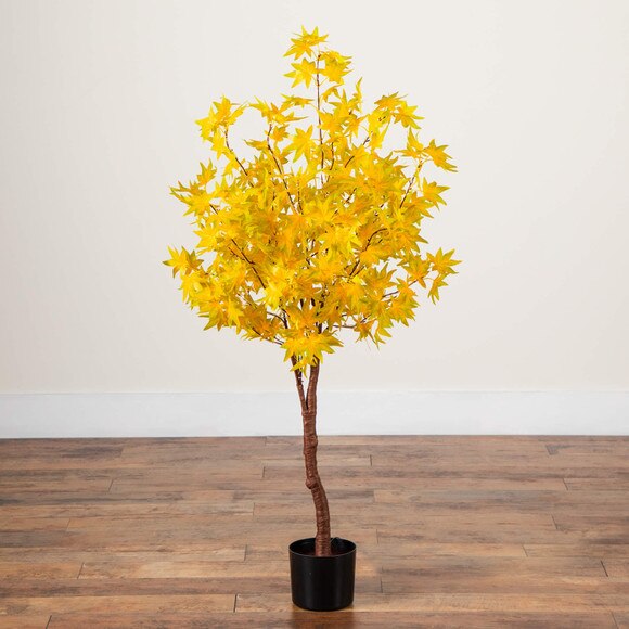 4-ft Pre-Lit Yellow Autumn Maple Artifical Fall Tree with 150 Warm White LED Lights - SKU #T5270 - 7