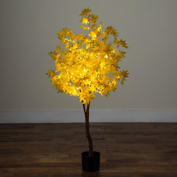 4-ft Pre-Lit Yellow Autumn Maple Artifical Fall Tree with 150 Warm White LED Lights - SKU #T5270 - 9