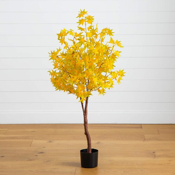 4-ft Pre-Lit Yellow Autumn Maple Artifical Fall Tree with 150 Warm White LED Lights - SKU #T5270 - 10
