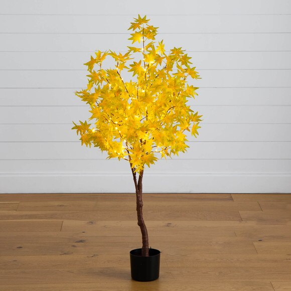 4-ft Pre-Lit Yellow Autumn Maple Artifical Fall Tree with 150 Warm White LED Lights - SKU #T5270 - 11