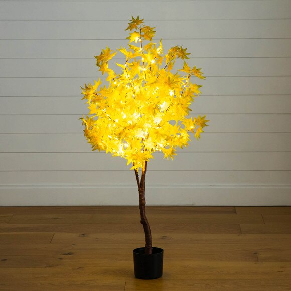 4-ft Pre-Lit Yellow Autumn Maple Artifical Fall Tree with 150 Warm White LED Lights - SKU #T5270 - 12