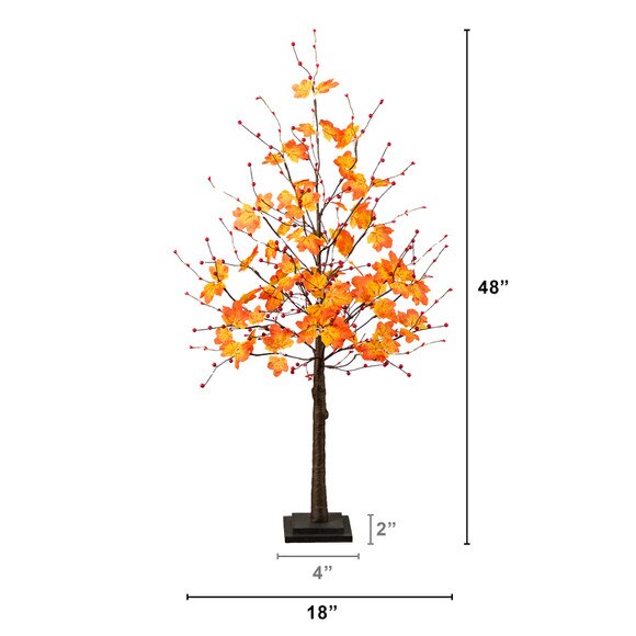 4-ft Pre-Lit Autumn Maple Artificial Fall Tree with Berries and 60 Warm White LED Lights - SKU #T5278 - 1
