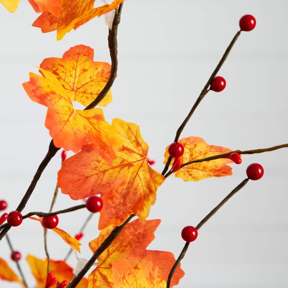 4-ft Pre-Lit Autumn Maple Artificial Fall Tree with Berries and 60 Warm White LED Lights - SKU #T5278 - 2