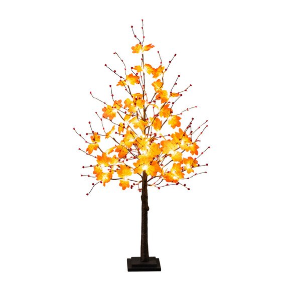 4-ft Pre-Lit Autumn Maple Artificial Fall Tree with Berries and 60 Warm White LED Lights - SKU #T5278 - 5