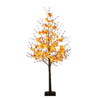 5-ft Pre-Lit Autumn Maple Artificial Fall Tree with Berries and 96 Warm White LED Lights - SKU #T5279