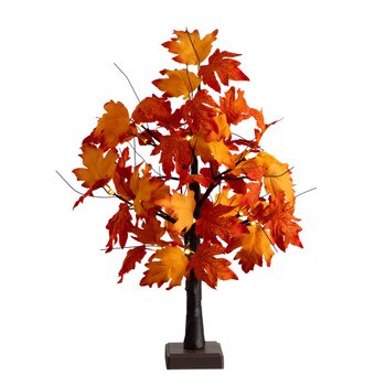 2-ft Pre-Lit Bright Autumn Maple Artificial Fall Tree with 24 Warm White LED Lights and Detachable Base - SKU #T5284