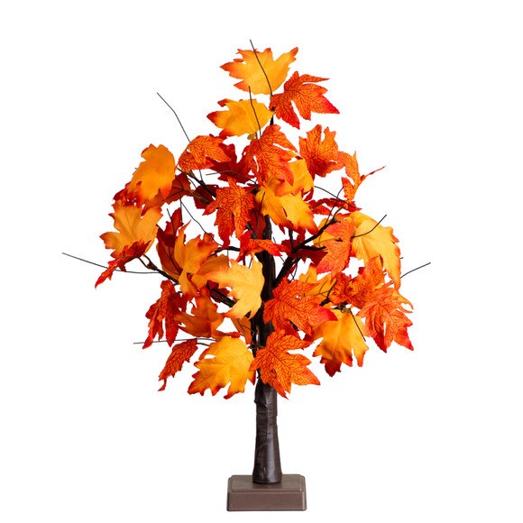 2-ft Pre-Lit Bright Autumn Maple Artificial Fall Tree with 24 Warm White LED Lights and Detachable Base - SKU #T5284 - 6