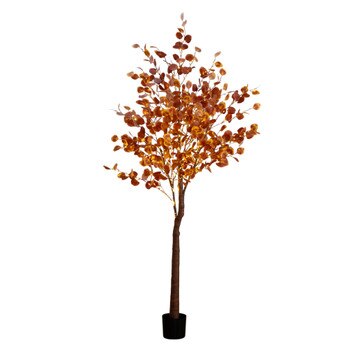 7-ft Pre-Lit Grand Autumn Eucalyptus Artificial Fall Tree with 420 Warm White LED Lights - SKU #T5297