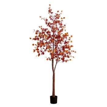 8-ft Pre-Lit Grand Autumn Eucalyptus Artificial Fall Tree with 540 Warm White LED Lights - SKU #T5298