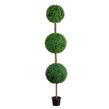 8-ft UV Resistant Artificial Triple Ball Boxwood Topiary Tree Indoor/Outdoor - SKU #T5323