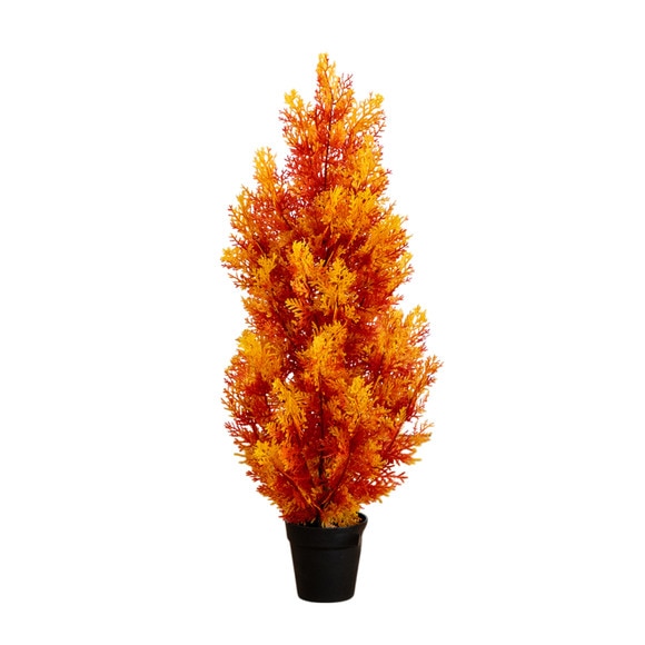3-ft UV Resistant Autumn Artificial Fall Cedar Tree Indoor/Outdoor - SKU #T5338